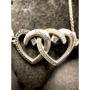 Unstoppable Love Couple's Interlocking Hearts Courtney & Tyler Engraved Diamonds